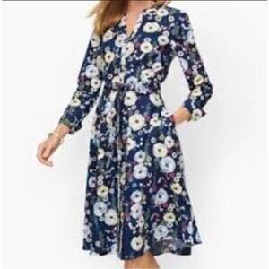 Talbots NWT Plus Size‎ 22W Falling Blossoms Floral Wrap Dress Navy